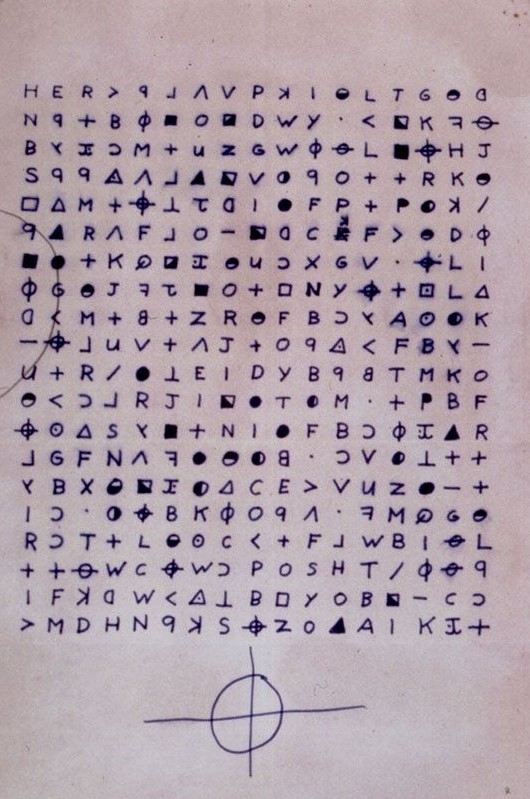 Zodiac Killer cipher letter sent to California police in the late 1960s